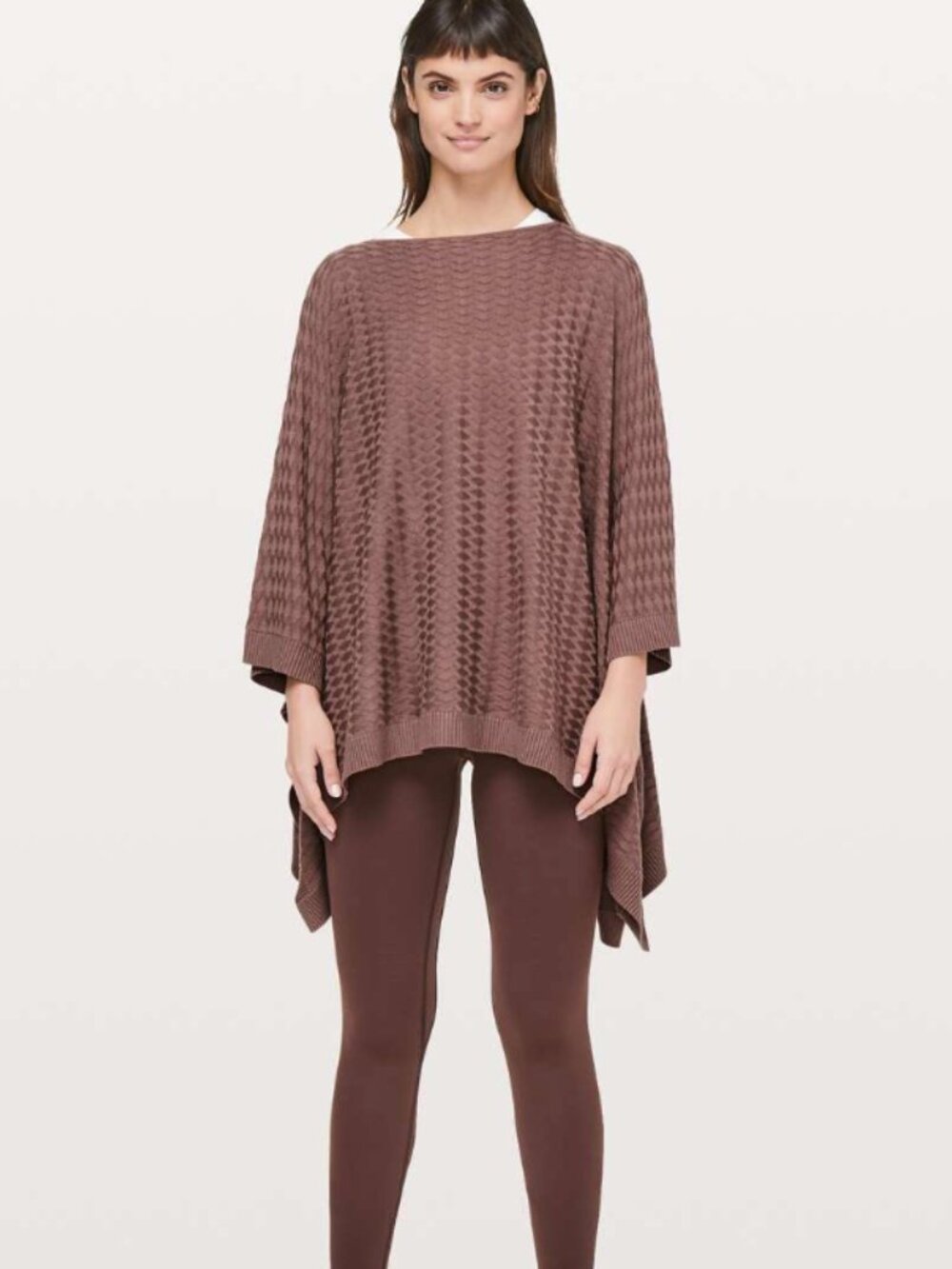 Lululemon Divinity Poncho One Size OS Mauve Pink Waffle Knit Pullover Shawl Wrap